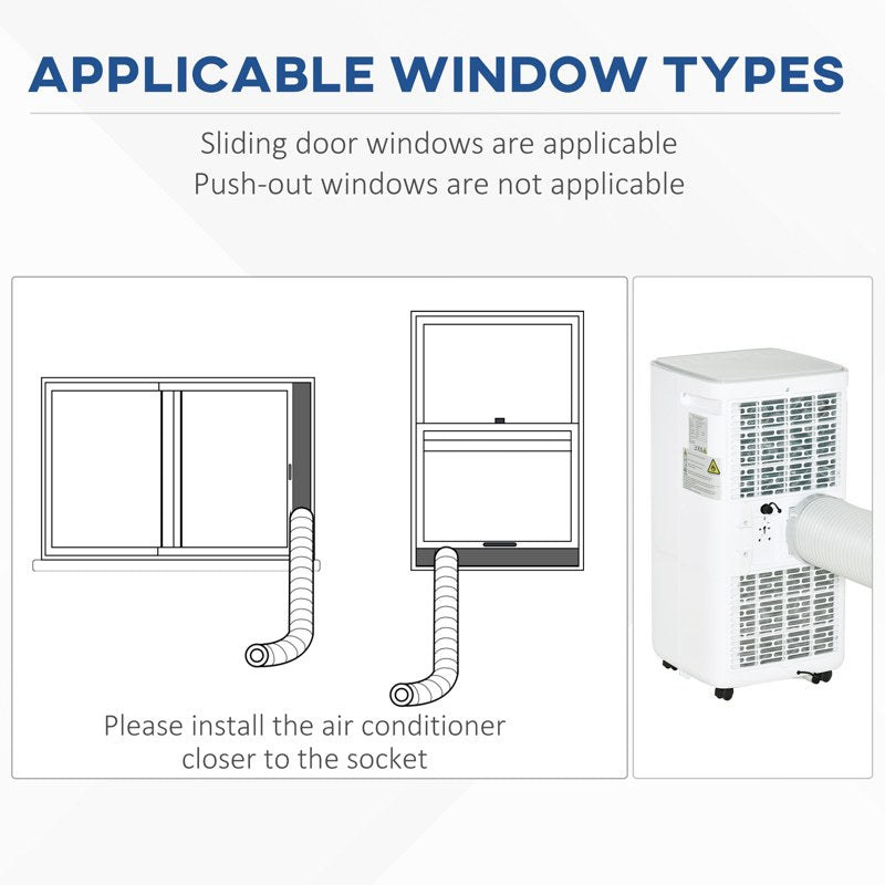 HOMCOM 7000 BTU Air Conditioning Unit, 3-in-1 Portable Air Conditioner, Dehumidifier, Cooling Fan with Remote Control, LED Display, 2 Speeds, 24H Timer, Window Venting Kit, 15m2