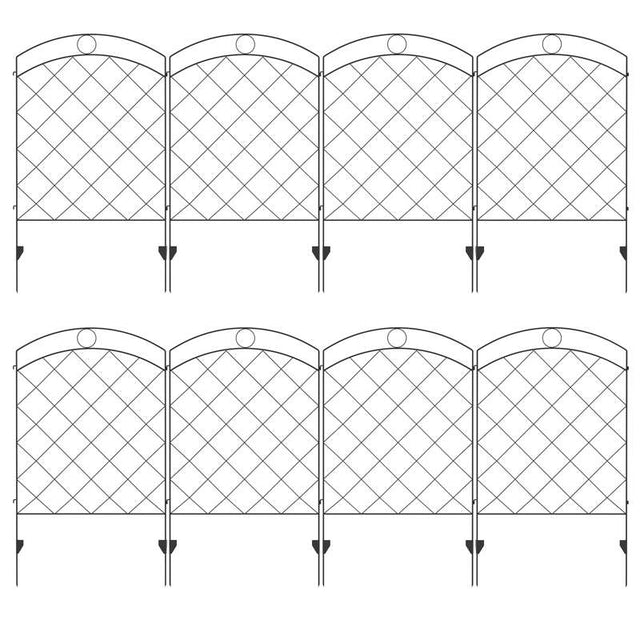 Outsunny Decorative Garden Fencing, 43in x 11.4ft Outdoor Picket Fence Panels, 8PCs Rustproof Steel Wire Landscape Flower Bed Border Edging Animal Barrier, Black