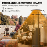 Outsunny 11 KW Freestanding Gas Patio Heater, Adjustable Outdoor Garden Propane Heater with Tip-Over Switch, Wheels, Pulse Ignition, Tank Room with Door, Black