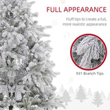 HOMCOM 5ft Bushy Snow-Flocked Artificial Christmas Tree, with LED Lights