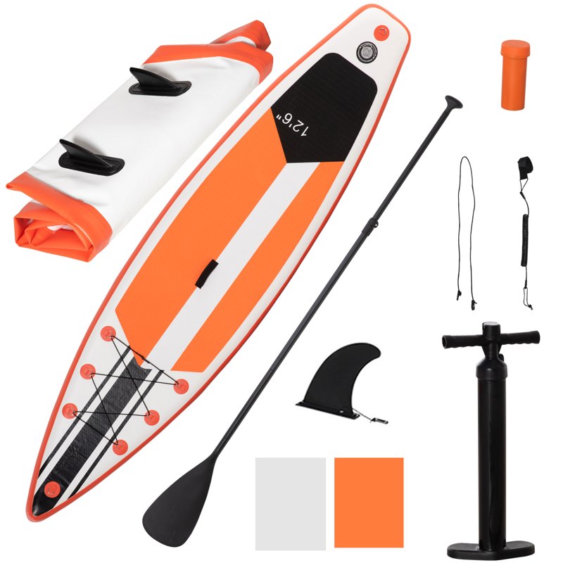 Outsunny 10'6" x 30" x 6" Inflatable Stand Up Paddle Board, Non-Slip Deck Board with Adj Paddle, ISUP Accessories and Carry Bag, for Youth Adults Beginner, White