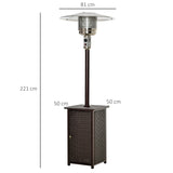 Outsunny 12KW Patio Gas Heater Freestanding Outdoor Garden Heating Rattan Furniture Wicker Table Top