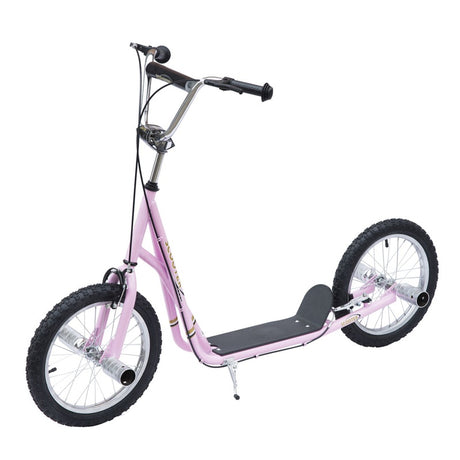 HOMCOM Stunt Scooter Non-Electric Pneumatic 16" Tyres Scooter-Pink