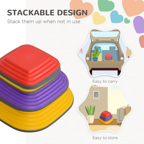 AIYAPLAY Balance Stepping Stones for Kids, 6-Piece Non-Slip Stackable River Stones, Obstacle Courses for Balance and Motor Skills