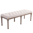 HOMCOM Bed End Side Chaise Lounge Sofa Stool Chic Button Tufted Window Hallway Seat Bench Wooden Leg Fabric Cover Padded Beige