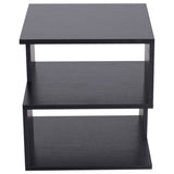 HOMCOM Side Table Square Coffee Table Modern End Table with 2 Tier Storage Shelves for Living Room, Bedroom, Black