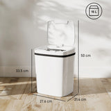 HOMCOM 15L Sensor Bin, Automatic Touchless Kitchen Bin, Easy Clean, Battery Operated for Home Office, Bedroom, Bathroom, White