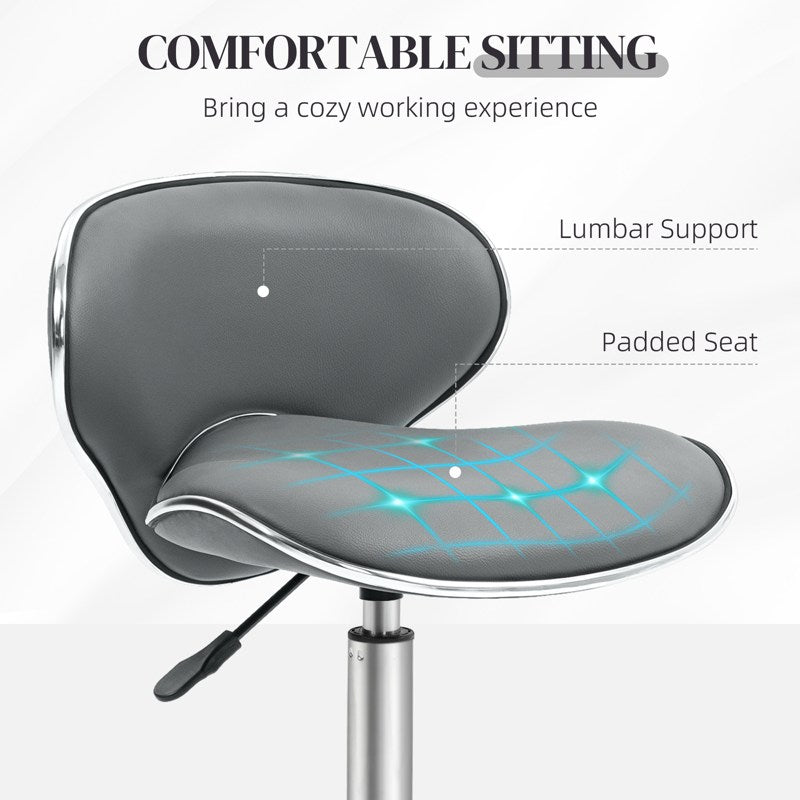 HOMCOM Adjustable Rolling Swivel Beauty Salon Chair, Stool for Spa, Grey