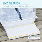 PawHut Large Metal Bird Cage with Perches, Food Bowls, Swing, for Budgies, Parakeets, White