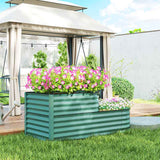 Outsunny Two-Tier Galvanised Steel Garden Planter - Dark Green