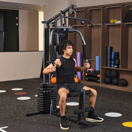 HOMCOM Multifunction Home Gym Machine, with 45kg Weight Stacks, for Strength Training