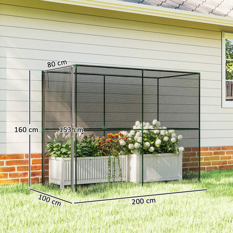 Outsunny Fruit Cage Bird Netting, Brassica Cage Plant Protection Tent with Zipped Door, Anti Bird, Insects, Small Animals, Black