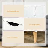 HOMCOM Bedside Table, Bedside Cabinet with 3 Drawers, Side End Table with Pine Wood Legs for Bedroom Living Room, White