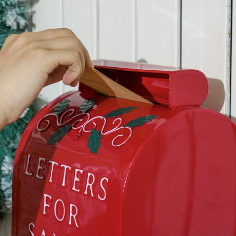 HOMCOM A5 Christmas Letter Postbox - Red/White