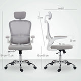 HOMCOM Mesh Back Office Chair, with Lumbar Support - Grey