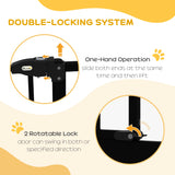 PawHut Metal 74-80cm Adjustable Pet Gate Safety Barrier w/ Auto-Close Door Black