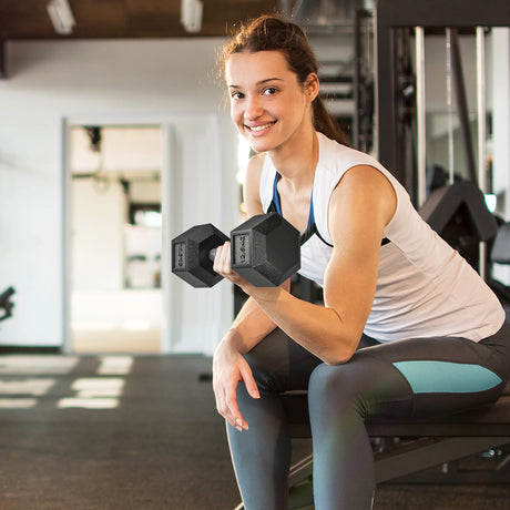 HOMCOM 2x12.5KG Rubber Hex Dumbbell Portable Hand Weights Dumbbell Home Gym