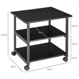 HOMCOM Three-Tier Steel Printer Stand, with Wheels - Black