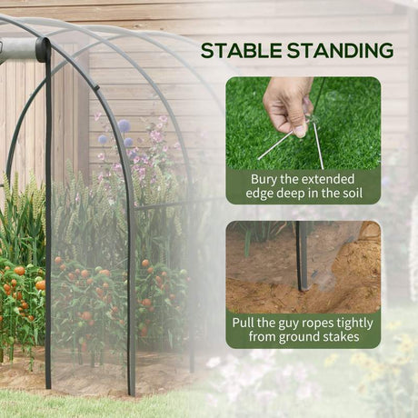 Outsunny Polytunnel Greenhouse Walk-in Grow House with Plasric Cover, Door, Mesh Window and Steel Frame, 3 x 2 x 2m, Clear