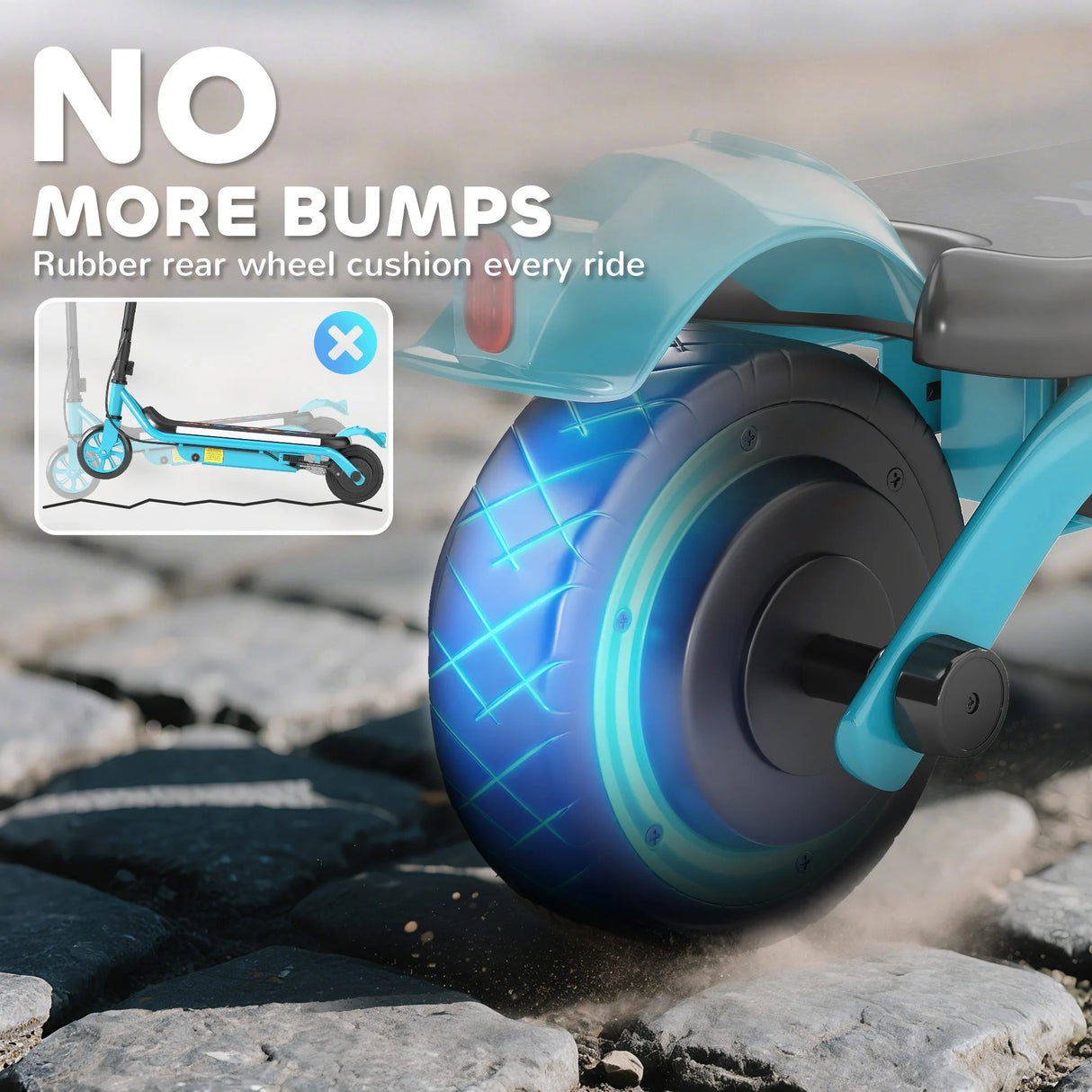 AIYAPLAY Electric Scooter for Kids Aged 6-14 Years, with Colourful Lights, Blue