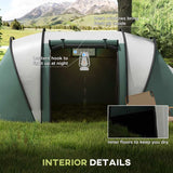 Outsunny Camping Tent with 2 Bedrooms and Living Area, 3000mm Waterproof Family Tent, for Fishing Hiking Festival, Dark Green