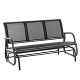 Outsunny 3-Seat Glider Rocking Chair for 3 People Garden Bench Patio Furniture Metal Frame, Black