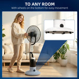 HOMCOM Pedestal Fan with Water Mist Spray 3 Speeds 2.8L Water Tank, White