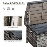 Outsunny 130 L Rattan Garden Storage Box, with Seat - Mixed Grey