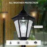 Outsunny 1.9M Garden Lamp Post Light, IP44 Outdoor LED Solar Powered Lantern Lamp with Decorative Bulb, Aluminium Frame for Patio, Pathway and Walkway, Black