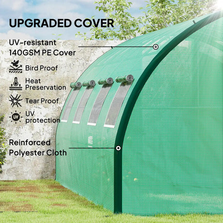 Outsunny Polyethylene Upgraded Structure Walk-in Polytunnel Greenhouse, 6 x 3(m), Green