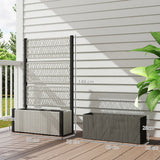 Outsunny Garden Planter Box with Trellis, Liner for Climbing Plants, Vegetables, Flowers, 90 x 35 x 148 cm, Mixed-grey