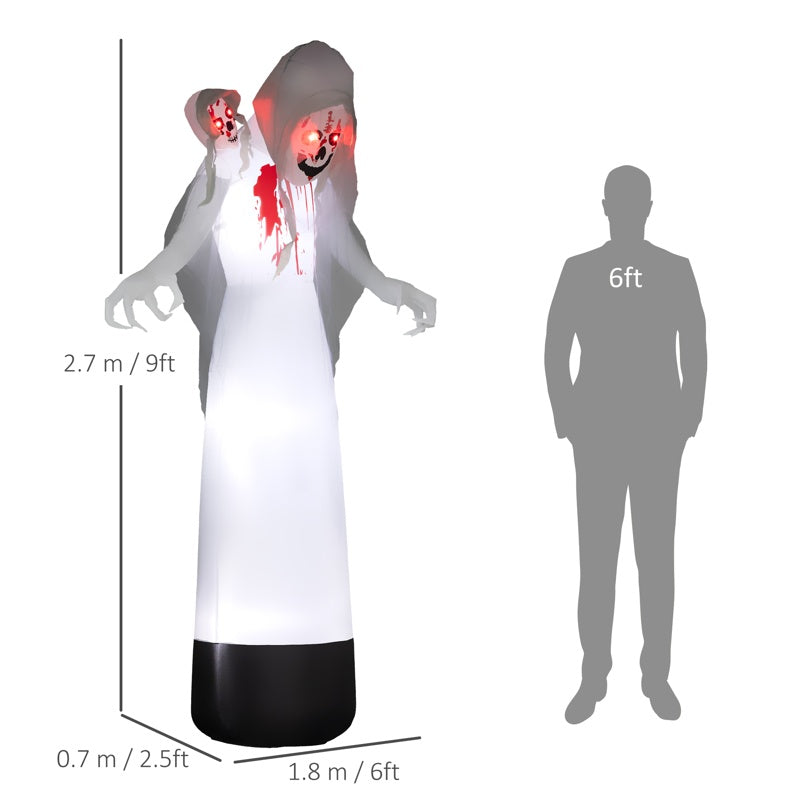 Outsunny 8.9ft Inflatable Three Headed Ghost Halloween Inflatable