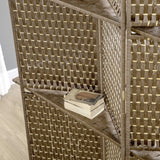 HOMCOM 4-Panel Room Dividers with Shelves, Wave Fibre Freestanding Folding Privacy Screen Panels, Partition Wall Divider for Indoor Bedroom Office, 180 cm, Brown