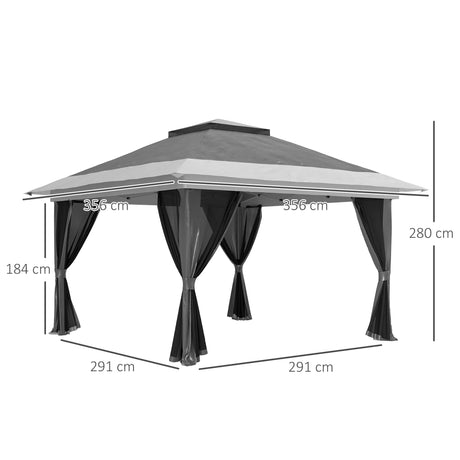 Outsunny 3.6 x 3.6m Pop-Up Gazebo, with Accessories - Grey