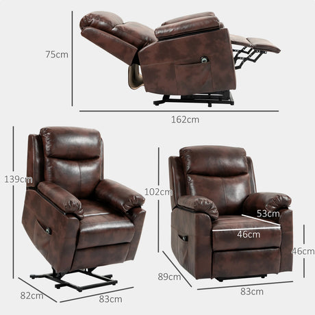HOMCOM Faux Leather 70 Electric Riser Recliner Chair, Dark Brown