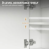 HOMCOM Bathroom Mirror Cabinet with Soft-Close Doors and Adjustable Shelf - White