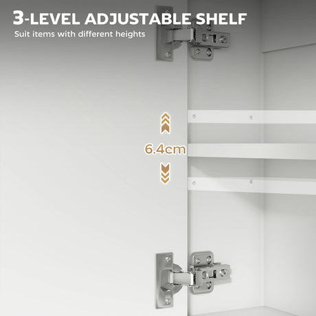 HOMCOM Bathroom Mirror Cabinet with Soft-Close Doors and Adjustable Shelf - White