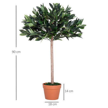 Outsunny 3ft Artificial Olive Tree Indoor Plant Greenery for Home Office Potted in An Orange Pot