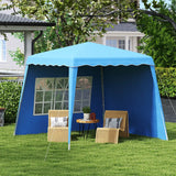 Outsunny 2.4 x 2.4m Two Wall Pop Up Gazebo - Blue