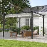 Outsunny 3 x 3 Pergola with Retractable Roof Aluminium Canopy for Garden, Light Grey