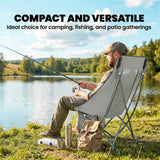 Outsunny Camping Chair for Adults Heavy Duty Folding Camp Chair with Side Pocket and Carry Bag Light Grey