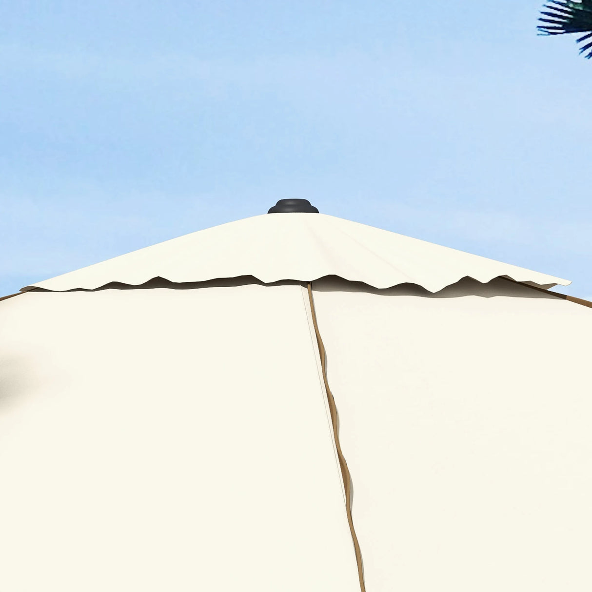 Outsunny 215cm Square Canopy Parasol, with Contrast Piping - Beige/Brown