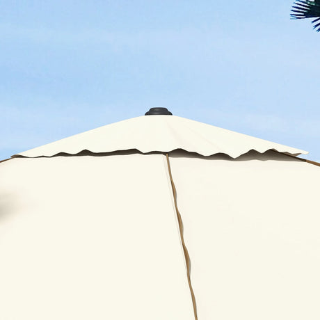 Outsunny 215cm Square Canopy Parasol, with Contrast Piping - Beige/Brown