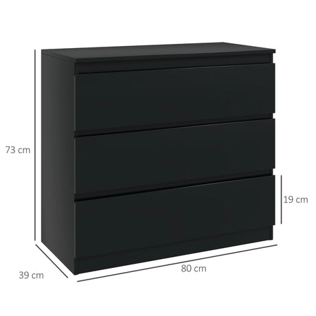 HOMCOM Chest of Three Drawers - Black