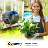Outsunny 160L 360 Rotating Dual Chamber Composter - Blue