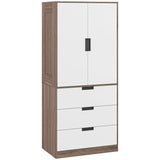 HOMCOM Two Door, Two Drawer Wardrobe - White/Brown