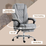 Vinsetto Massage Office Chair, Heated Reclining Computer Chair with Adjustable Height and Footrest, Grey