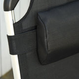 Outsunny Foldable Outdoor Sun Loungers Set of 2, Reclining Lounge Chair Camping Bed Cot with Pillow 4-Level Adjustable Back Aluminium Frame, Black