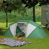 Outsunny 4-6 Man UV Protection Camping Tent - Green and White