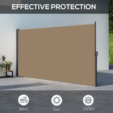 Outsunny Retractable Side Awning, Outdoor Privacy Screen for Garden, Hot Tub, Balcony, Terrace, Pool, 400 x 180cm, Khaki